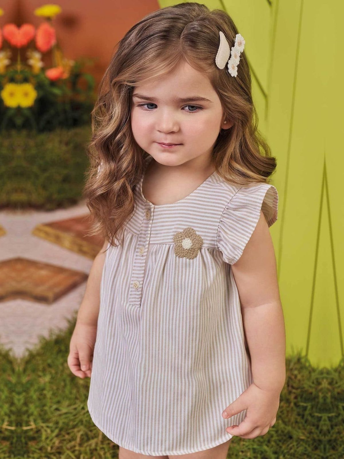 Vestbody em Tricoline Listrado Kukiê Bebê Menina