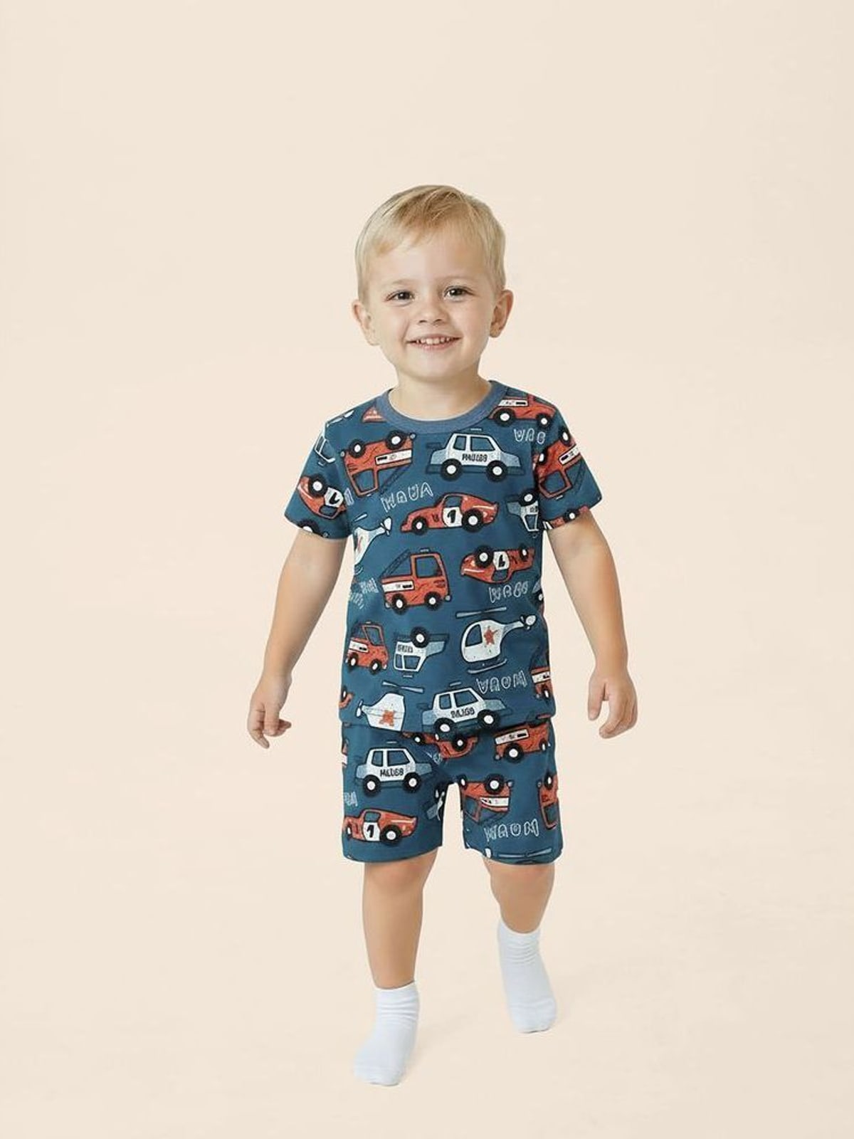 Pijama Curto Infantil Menino Rapport Brilha No Escuro Em Algodão Malwee Kids