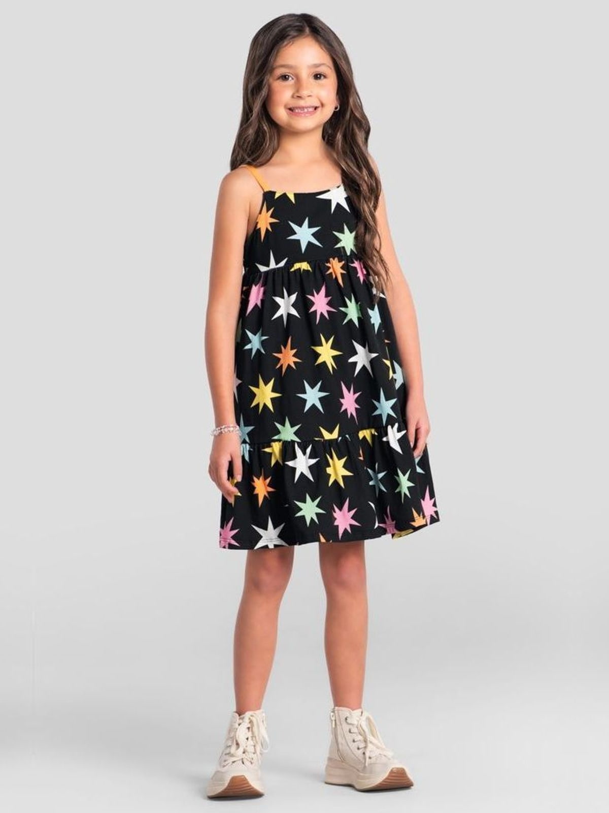 Vestido infantil menina de estrelinhas Brandili