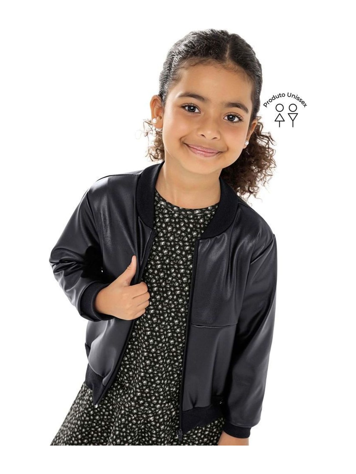 Jaqueta Infantil Unissex PU Peluciado Colorittá Preto Elian