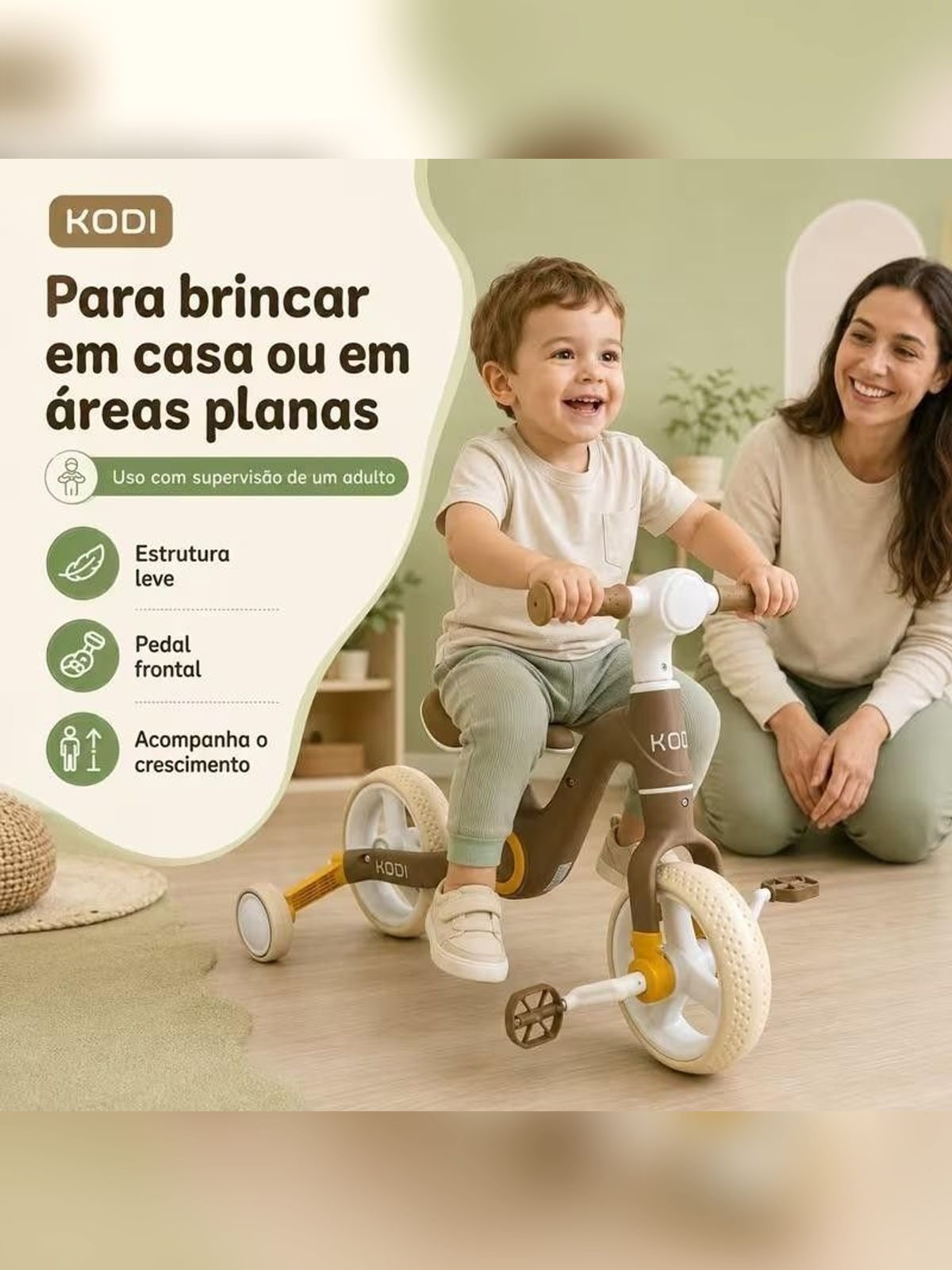 Bicicleta de Equilíbrio e Triciclo 2 em 1 Infantil