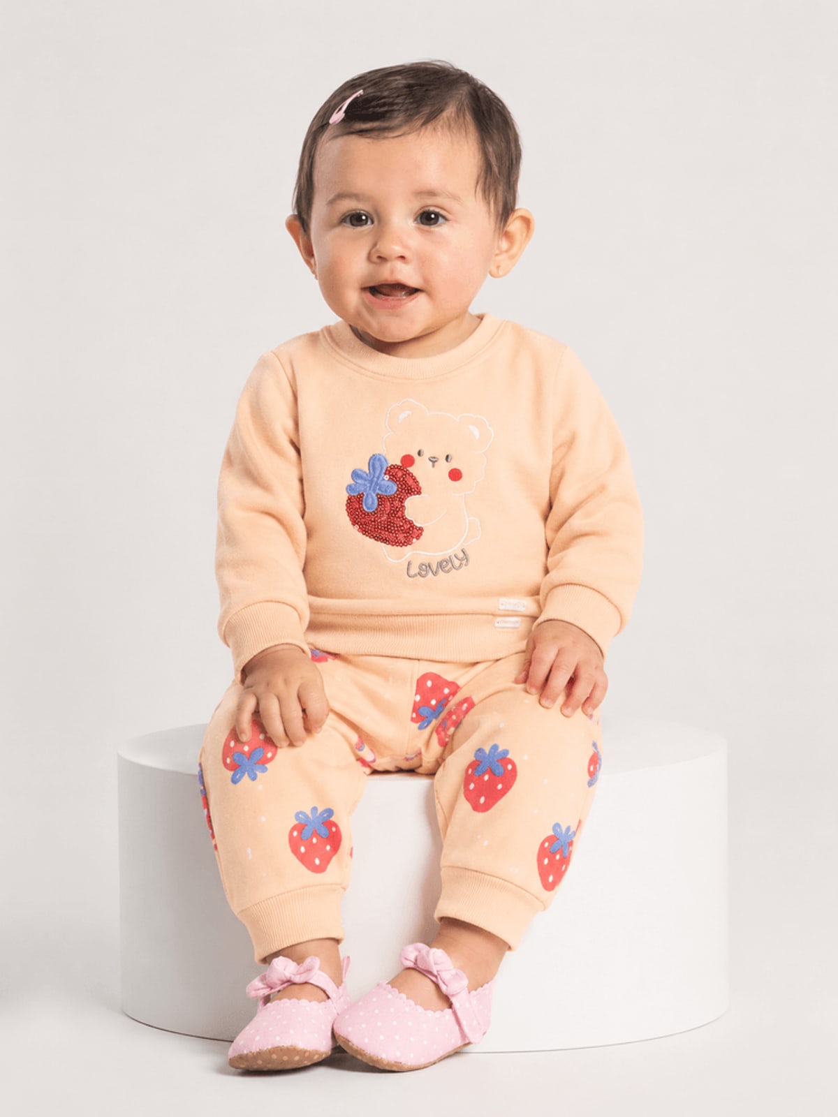 Conjunto bebê menina peluciado Brandili Baby