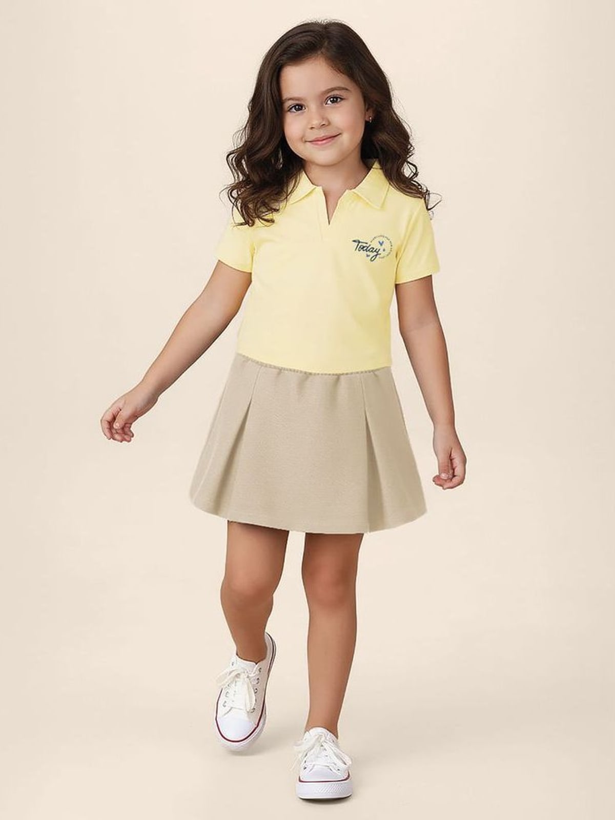 Conjunto Infantil Menina Blusa Polo E Shorts Saia Malwee Kids