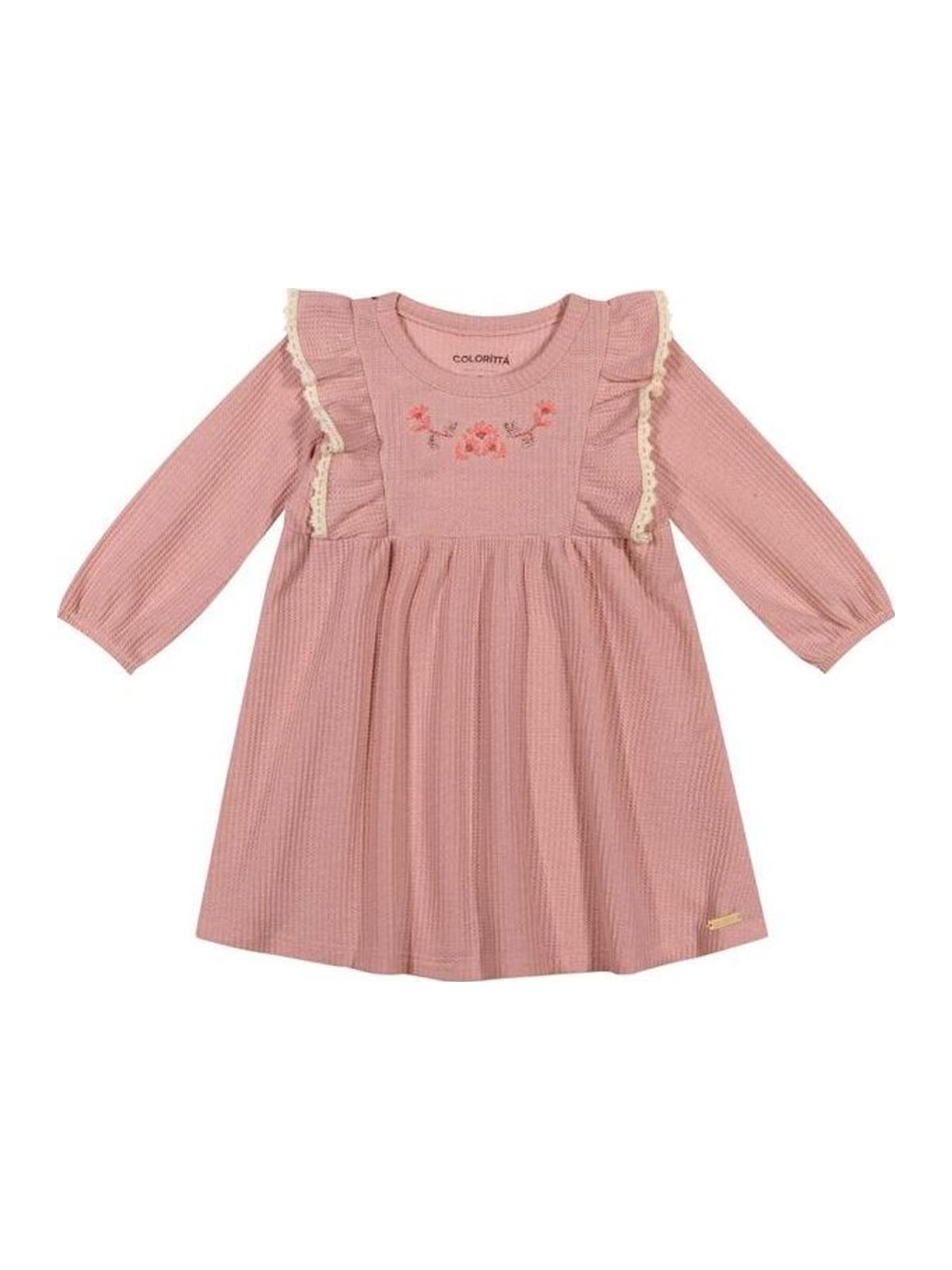 Vestido Bebê Menina Tricô Texturizado Colorittá Rosa Elian