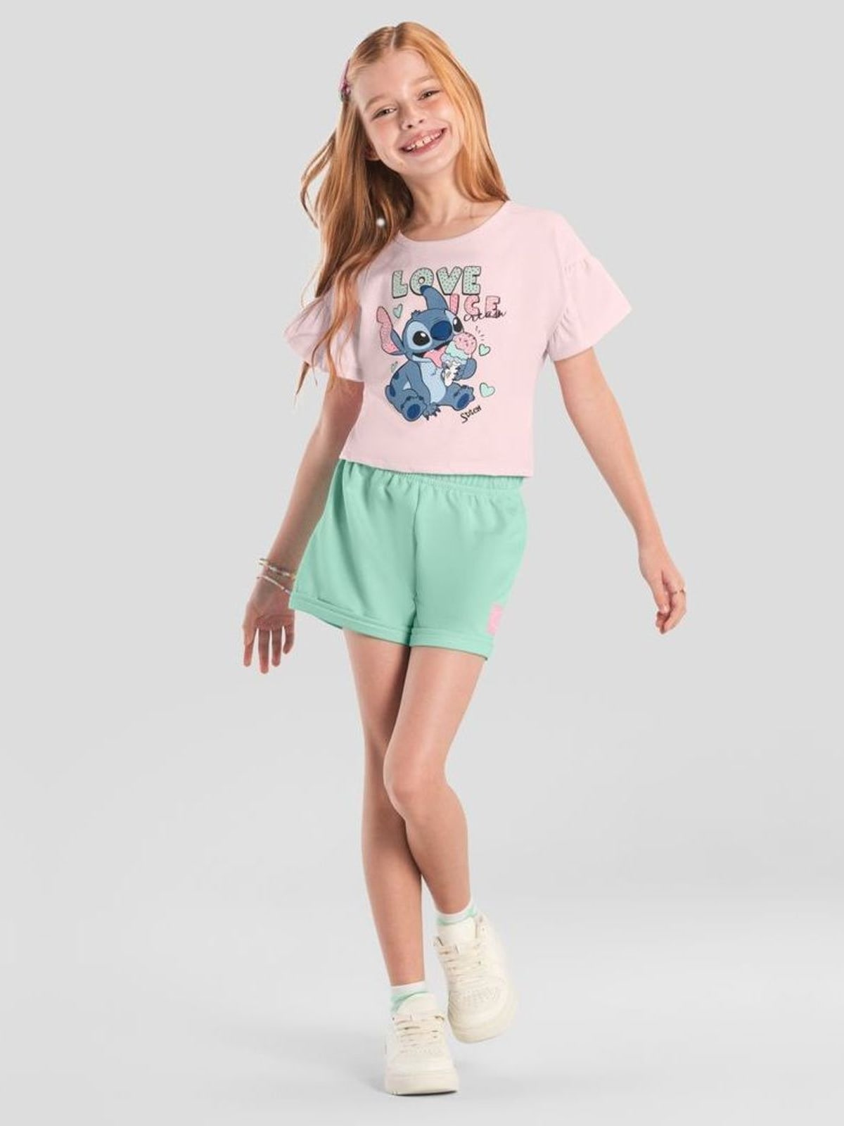 Conjunto infantil menina do Stitch Brandili