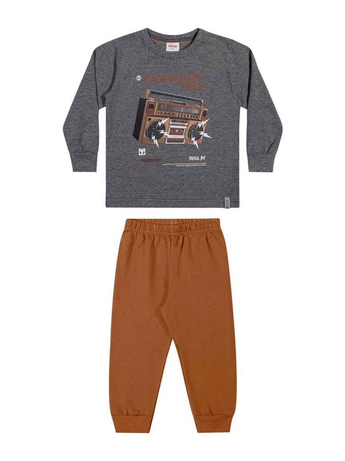 Conjunto Longo Infantil Menino Rádio Elian Cinza Escuro