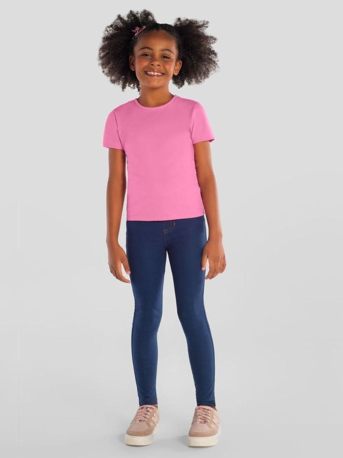 Calça legging infantil menina em cotton jeans Brandili
