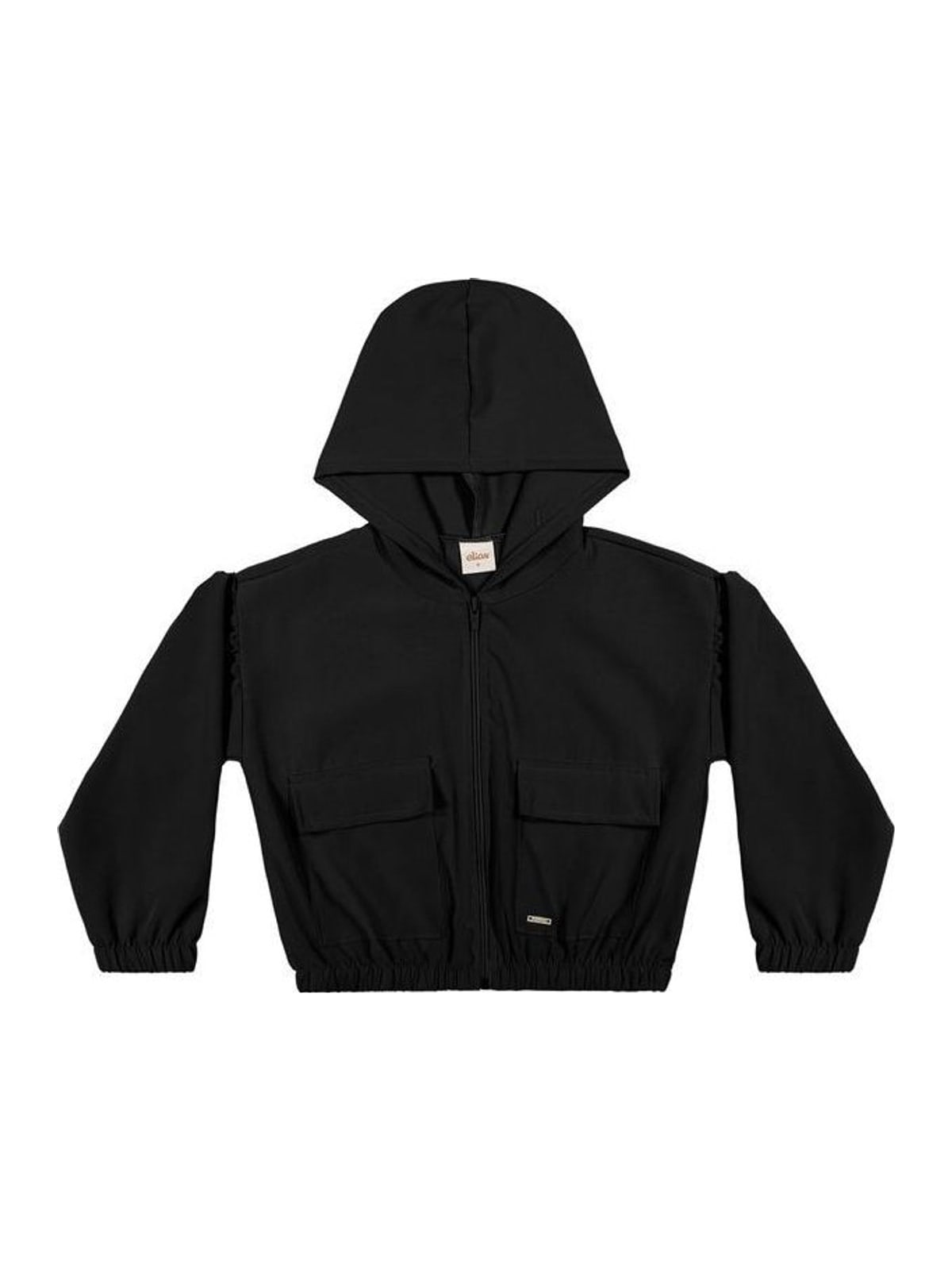 Jaqueta Infantil Menina Tactel com Capuz Elian Preto