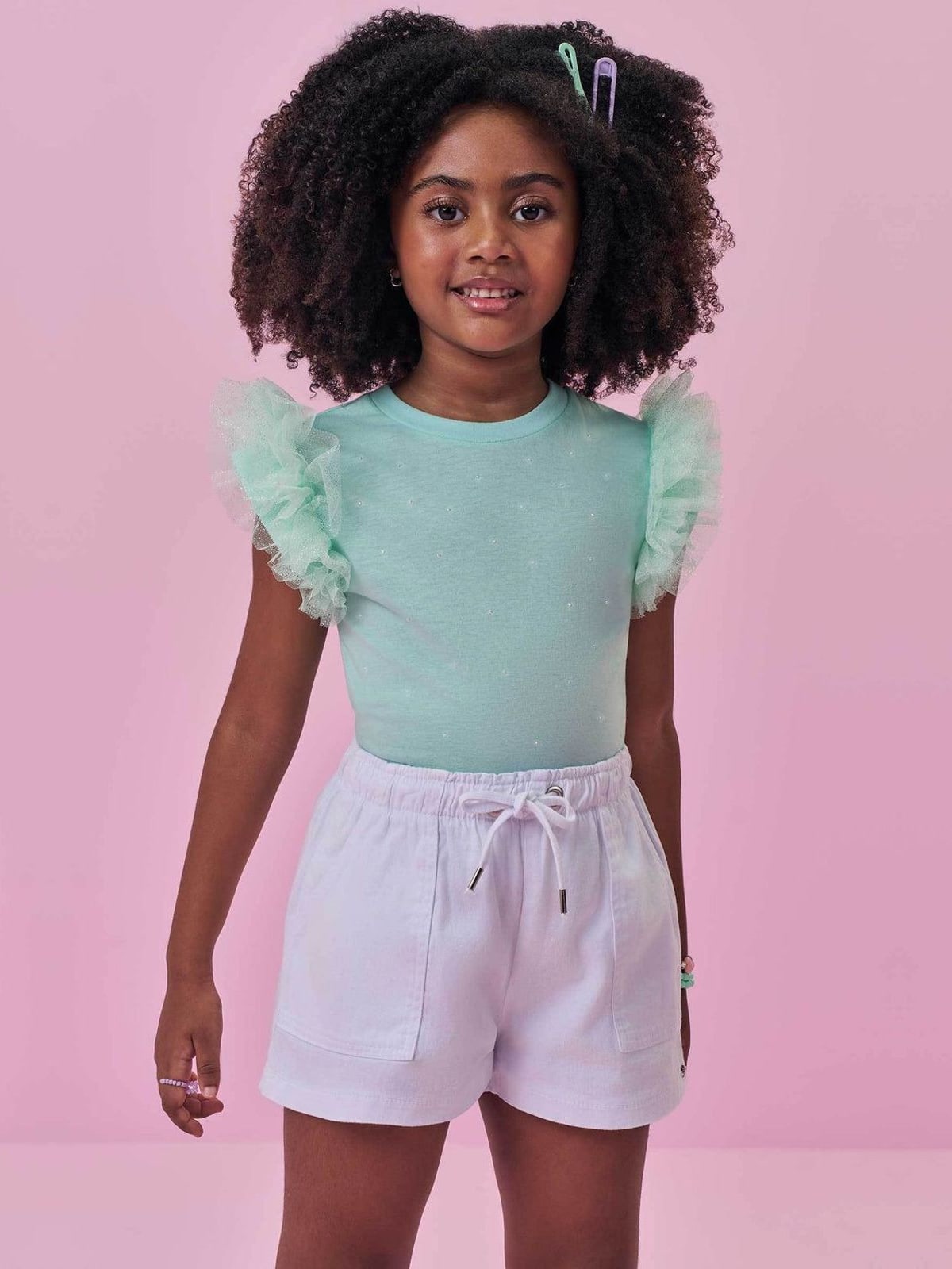 Shorts em Sarja com Elastano Kukiê Infantil Menina