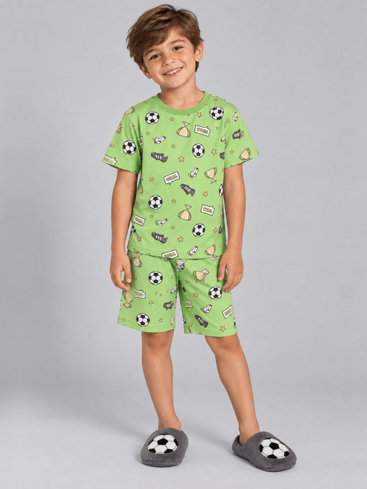 Pijama infantil menino em malha estampa de esportes Brandili