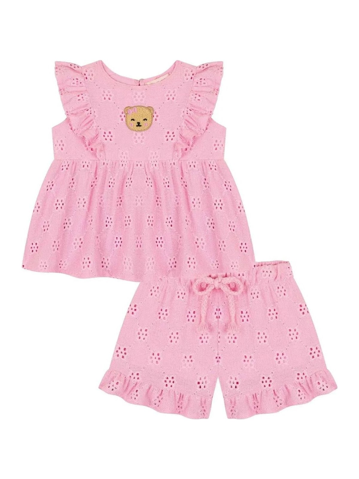 Conjunto de Bata e Shorts em Malha Laise Kukiê Bebê Menina