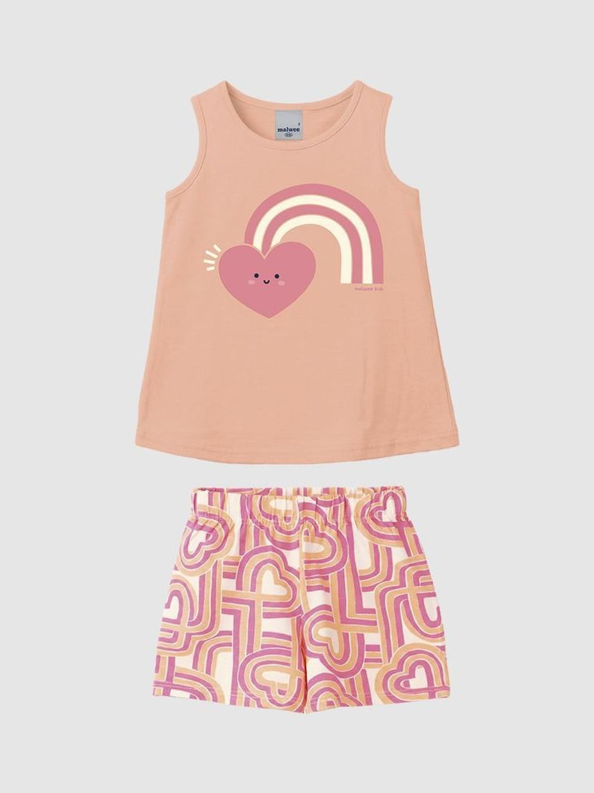 Conjunto Infantil Menina Regata Estampa Com Glitter E Shorts Malwee Kids