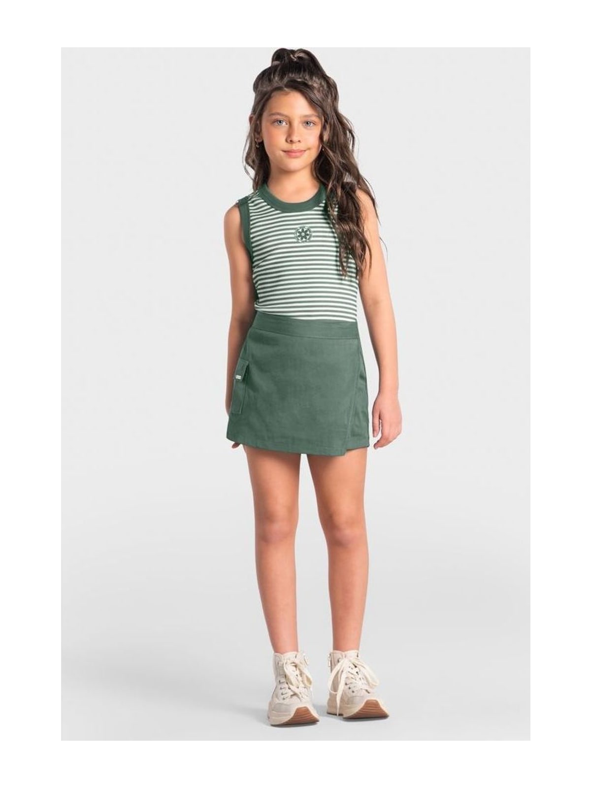 Conjunto infantil menina com listras Brandili