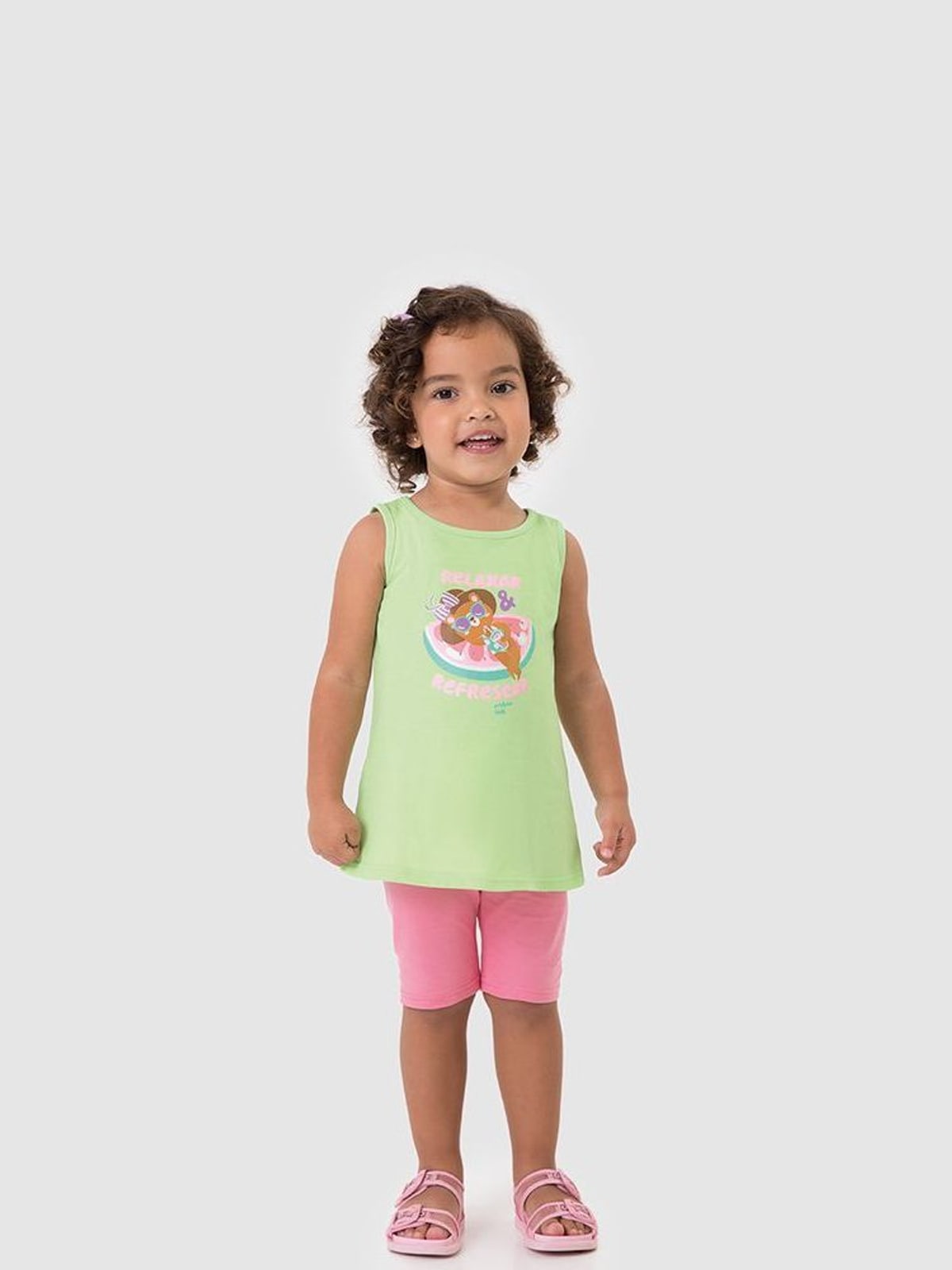 Regata Infantil Menina Evasê Estampa Com Glitter Em Algodão Malwee Kids