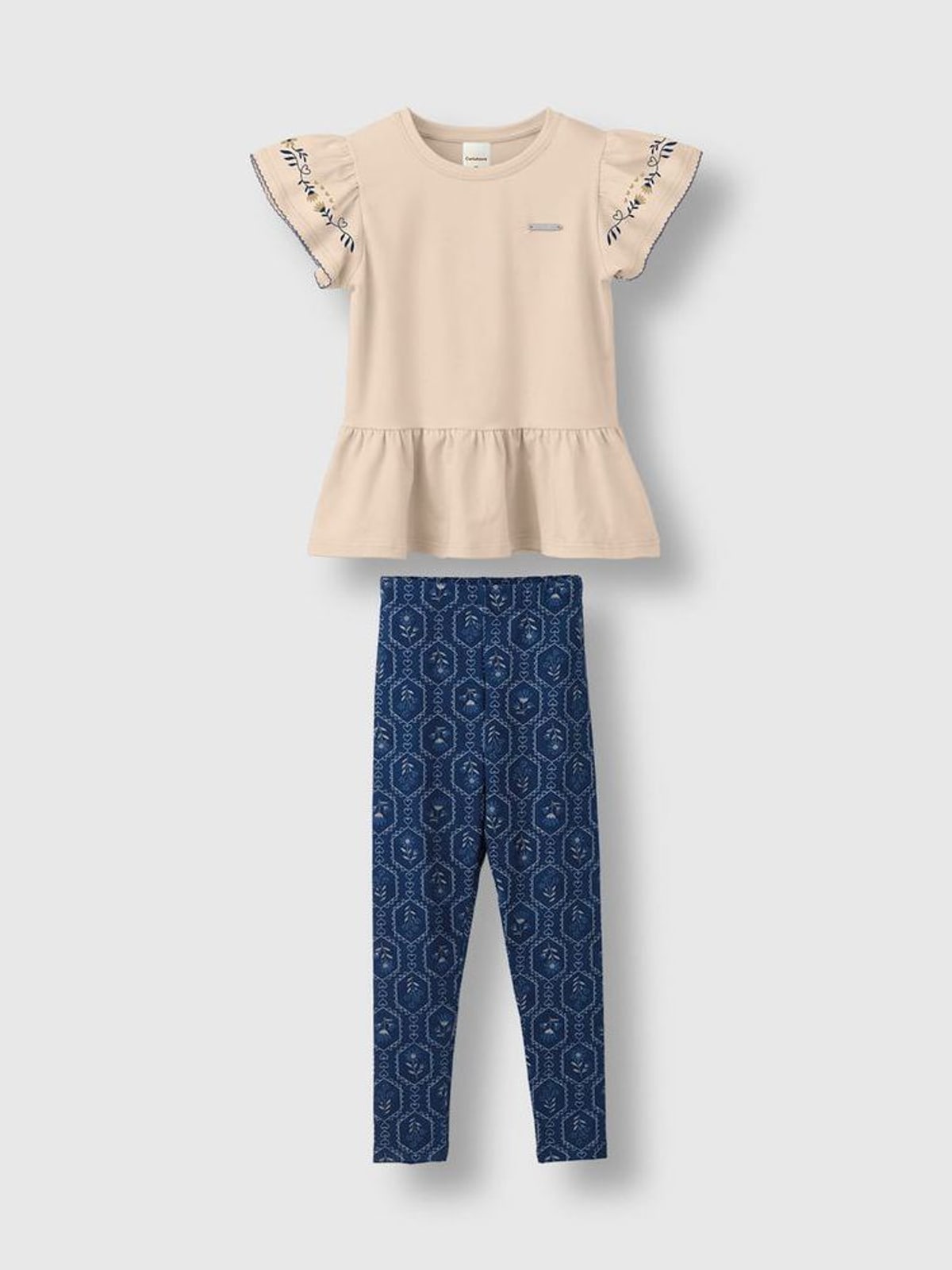 Conjunto Menina Blusa Babados E Calça Legging Em Algodão - Carinhoso Malwee Kids