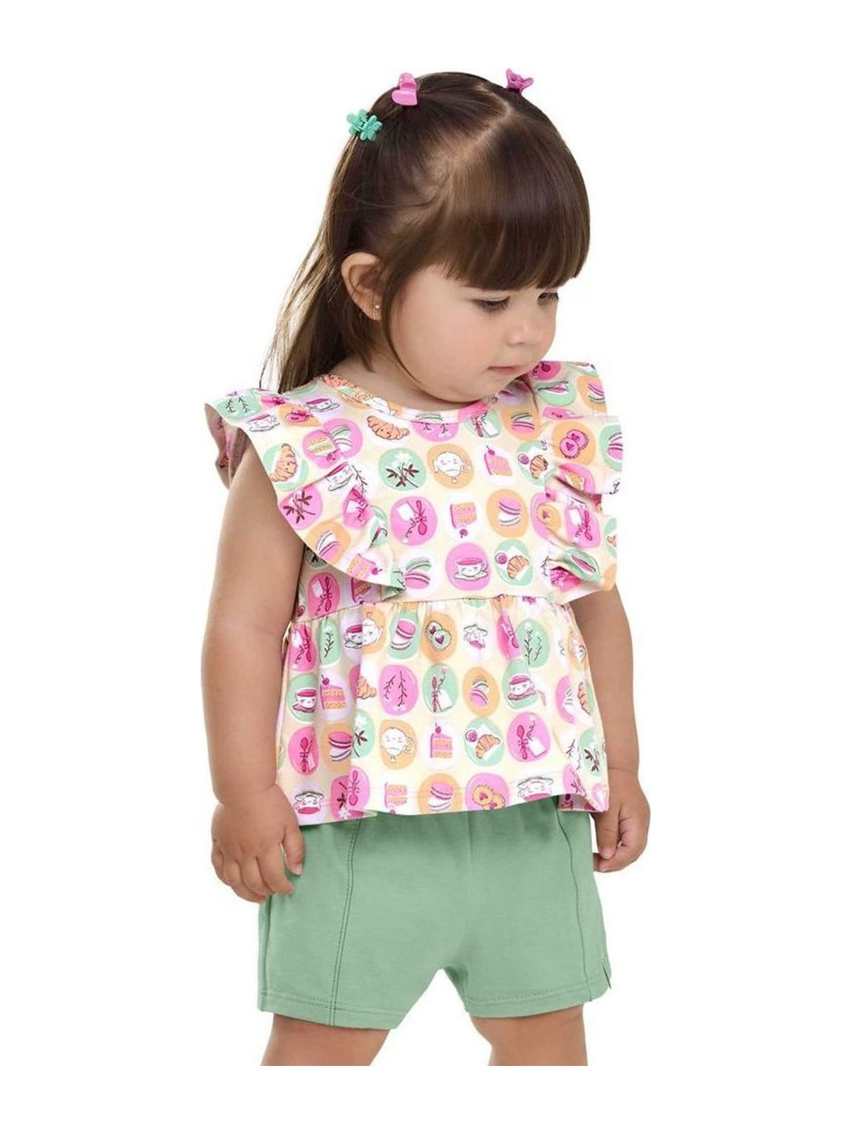 Conjunto Bebê Menina Confeitos Elian Bege