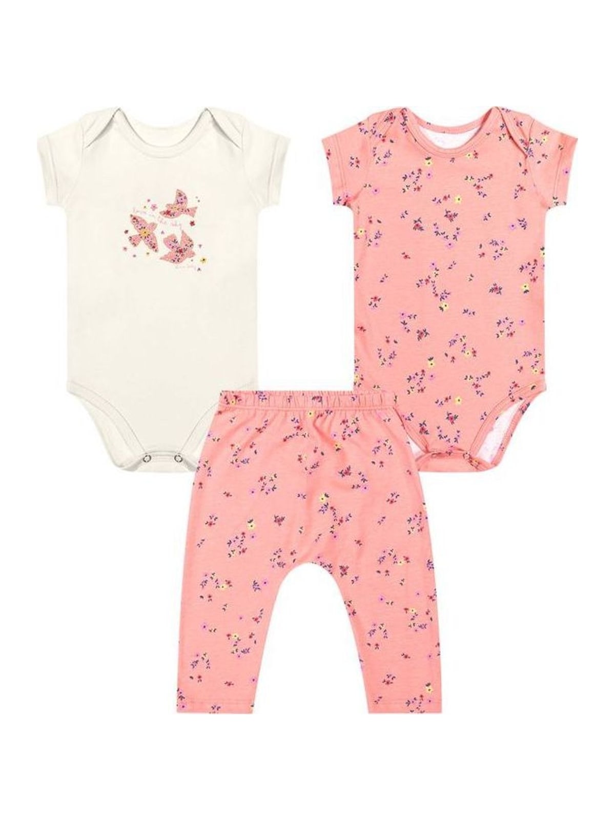 Kit Bebê Menina Bodies e Calça Glitter Elian Bege