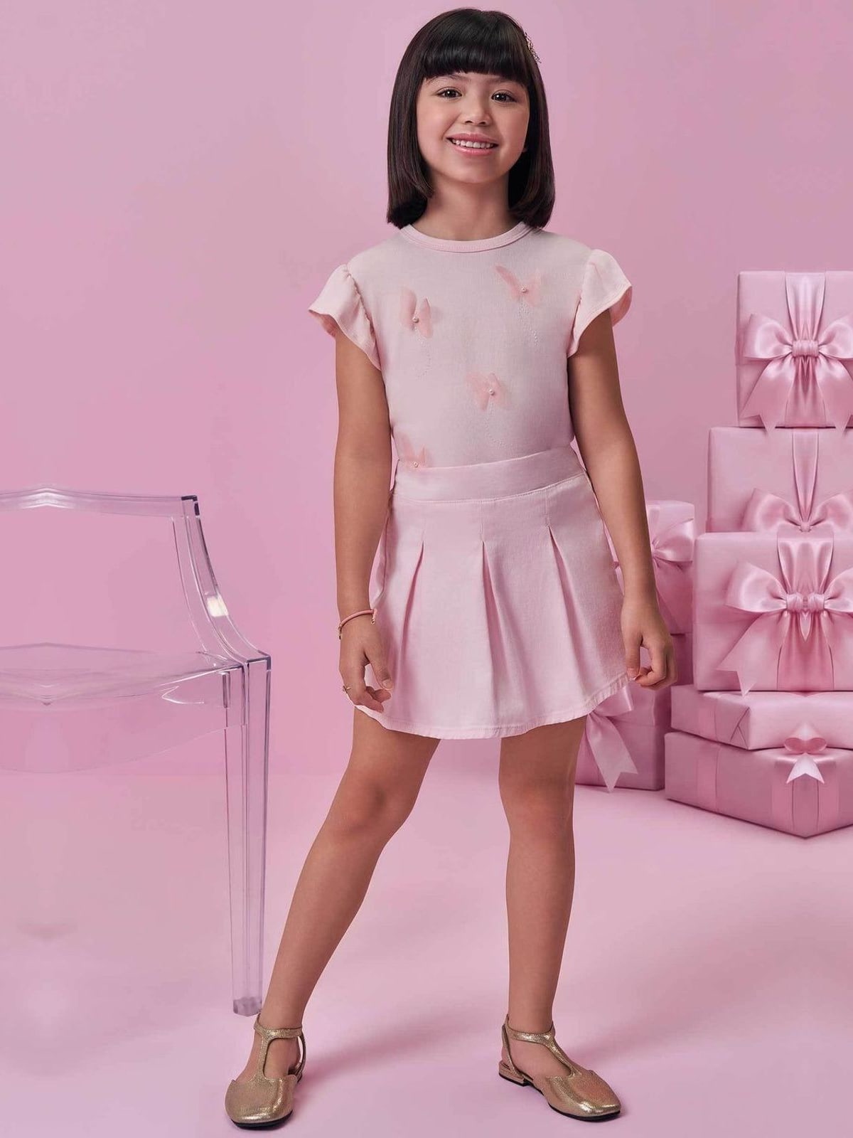 Short Saia em Sarja com Elastano Kukiê Infantil Menina