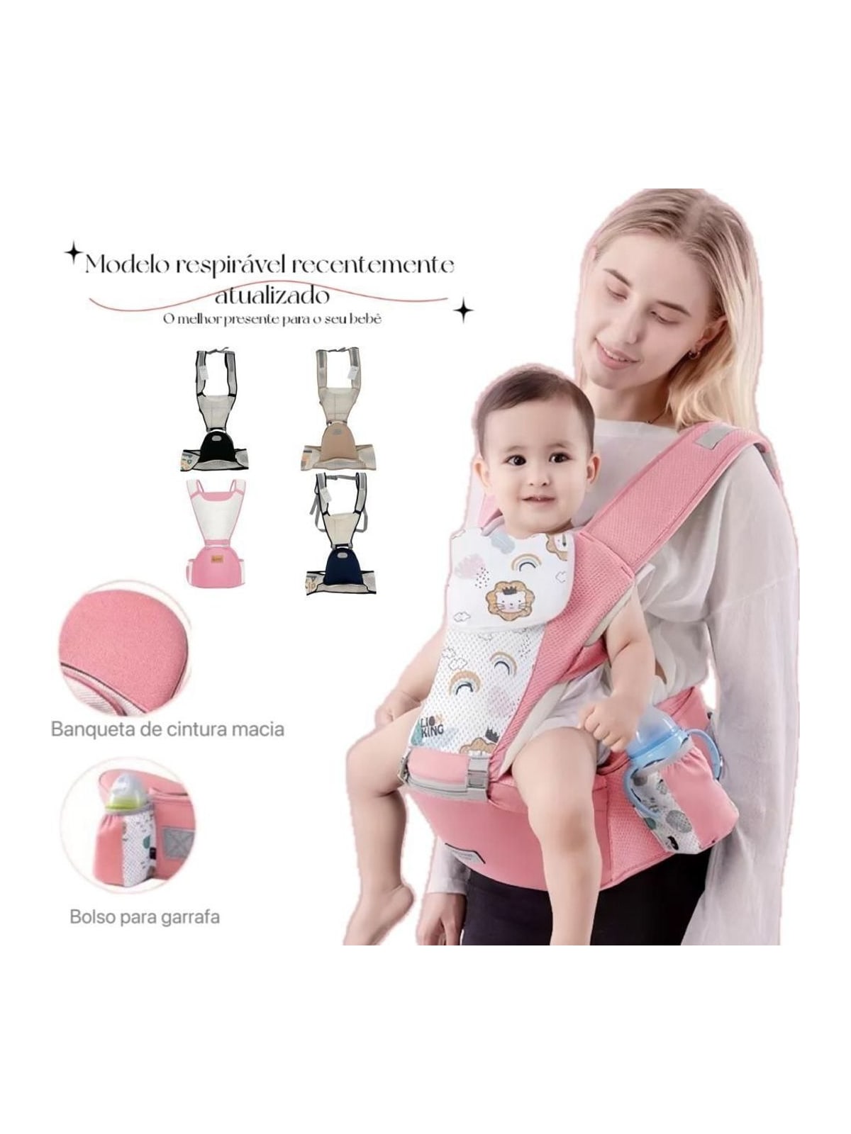 Canguru Ergonômico para Bebê 3 em 1 com Assento