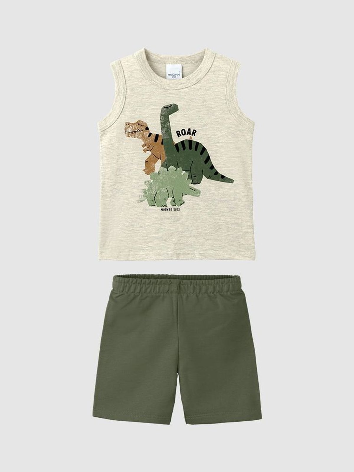 Conjunto Infantil Menino Regata Dinossauros Roar Em Algodão Malwee Kids