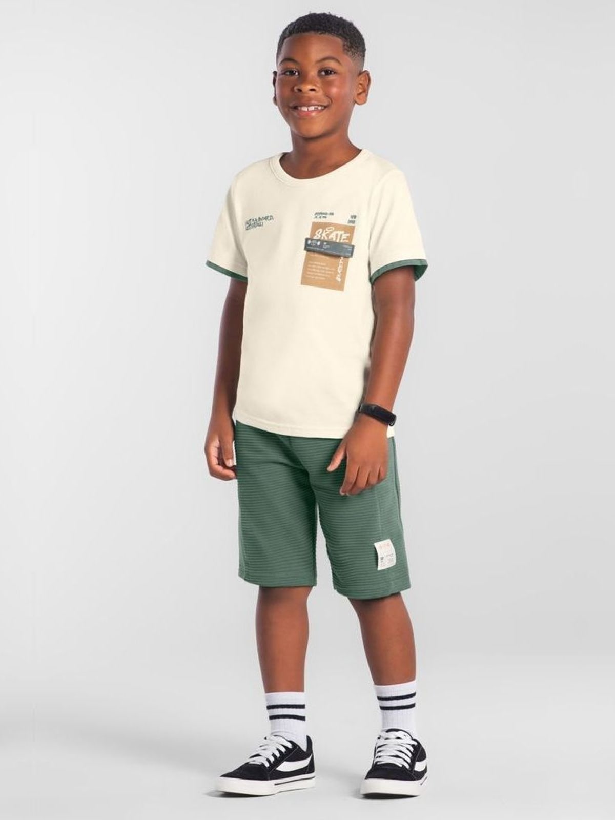 Conjunto infantil menino em malha de skate Brandili